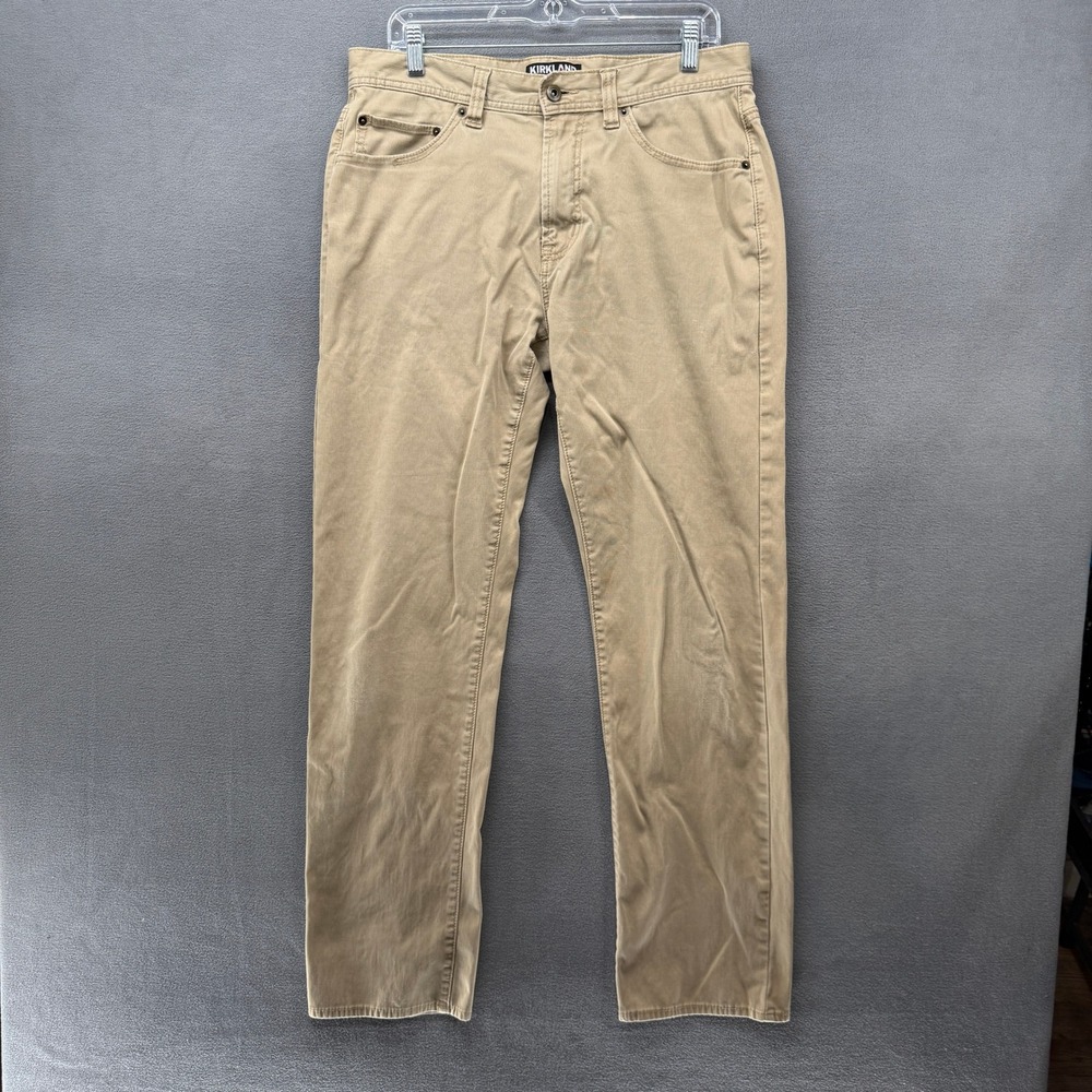 Kirkland Signature Pants Mens Bedford Corduroy 34x34 Khaki Tan Straight Leg